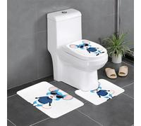 YYHWHJDE Set di 3 tappetini antiscivolo con topo blu che indossa occhiali da sole stampati, tappeti da bagno per il massimo comfort, bagni padronali