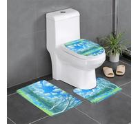 YYHWHJDE Set di 3 tappetini da bagno con immagine di salici sul lungomare, antiscivolo, ad asciugatura rapida
