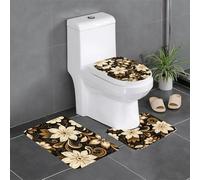 YYHWHJDE Set di tre tappetini antiscivolo con immagine di fiori a sette petali, colore bianco