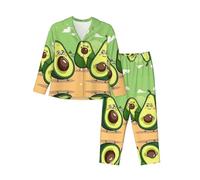 YYHWHJDE Set pigiama da donna, divertenti stampe cartoni animati avocado, dimensioni: il tessuto è morbido, traspirante e delicato sulla pelle, nero, S, Nero , S
