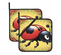 YYHWHJDE Seven Star - Set di 2 presine isolanti quadrate con motivo coccinella, 20,3 x 20,3 cm, antiscottatura e termoisolanti, impermeabili