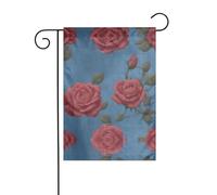 YYHWHJDE Sfondo blu con rose rosa modello asta da giardino decorazione cortile esterno moda 30,5 x 45,7 cm