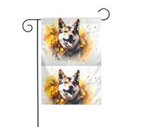 YYHWHJDE Shiba Inu Chasing Flowers Picture Garden Flag Pole Outdoor Courtyard Decoration Double-face 30,5 x 45,7 cm
