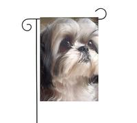 YYHWHJDE Shih Tzu Dog Picture Garden pennone esterno decorazione cortile su entrambi i lati 30,5 x 45,7 cm