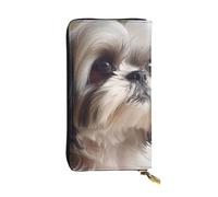 YYHWHJDE Shih Tzu Dog Picture Pelle Qualità Portafoglio Lungo Pochette Progettato per Ragazze e Donne Alla Moda Elegante 19 x 10,5 cm, Nero , Taglia unica