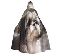 YYHWHJDE Shih Tzu - Mantello con cappuccio per Halloween, per adulti, con cappuccio, con papillon, senza cerniera