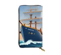 YYHWHJDE Ship Ocean - Portafoglio lungo in pelle stampata progettato per ragazze e donne alla moda, elegante e personalizzato, 19 x 10,5 cm, nero, taglia unica, Nero , Taglia unica