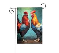 YYHWHJDE Simpatico gallo con stampa di galline da giardino, decorazione per cortile, 30,5 x 45,7 cm, per giardino, terrazza, balcone