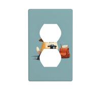 YYHWHJDE Simpatico gatto e topo con stampe di immagini armoniose a doppia presa pannello da parete per presa elettrica, piastra decorativa resistente al calore, 11,4 x 7 cm