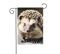 YYHWHJDE Simpatico motivo riccio da giardino con asta per la bandiera per esterni decorazione cortile su entrambi i lati 30,5 x 45,7 cm