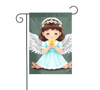 YYHWHJDE Simpatico piccolo angelo immagine asta bandiera giardino decorazione cortile esterno double face 30,5 x 45,7 cm