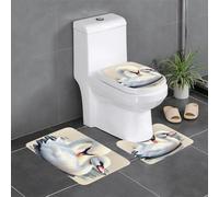 YYHWHJDE Simpatico piccolo cigno immagine antiscivolo tappetino tre pezzi set bagno tappeto antiscivolo durevole