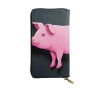 YYHWHJDE Simpatico portafoglio in pelle con motivo maiale rosa progettato per ragazze e donne alla moda elegante e personalizzato 19 x 10,5 cm, nero, taglia unica, Nero , Taglia unica