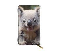 YYHWHJDE Simpatico portafoglio lungo in pelle stampata con koala, progettato per ragazze e donne alla moda, elegante, 19 x 10,5 cm, Nero , Taglia unica