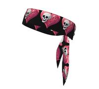 YYHWHJDE Skull in love heart Prints Foulard sportivo, assorbe il sudore e traspirante, fascia movimento, fazzoletto su entrambi i lati