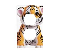YYHWHJDE Smart and Cute Little Tiger Prints, pannello a parete con doppia presa, copertura per presa elettrica, decorazione infrangibile, durevole, 11,4 x 7 cm