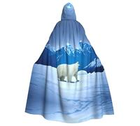 YYHWHJDE Snowy Mountain Polar Bear Stampe Halloween adulto mantello con cappuccio per feste e costumi