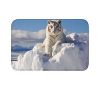 YYHWHJDE Snowy Mountain White Tiger Picture Tappetino antiscivolo e ispessito adatto per bagni, camere da letto, tappetini lavabili 40,6 x 61 cm
