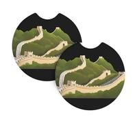 YYHWHJDE Sottobicchieri con immagine della Grande Muraglia Cinese, confezione da 2, resistenti e impermeabili, per la protezione e la decorazione degli interni dell'auto