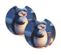 YYHWHJDE Sottobicchieri per auto con motivo di pinguino per riscaldamento, confezione da 2, resistenti e impermeabili, per protezione interna e decorazione dell'auto