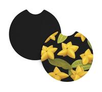 Yyhwhjde - Sottobicchieri per auto, confezione da 2 pezzi, motivo: carambola a stella a cinque punte, in gomma cloroprenica, impermeabile, ad asciugatura rapida, inodore