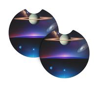 Yyhwhjde - Sottobicchieri per auto, confezione da 2 pezzi, stampa Cosmic Saturn in gomma cloroprenica, impermeabile, ad asciugatura rapida, inodore, protezioni per portabicchieri