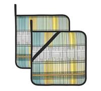 YYHWHJDE Sottovaso quadrato con motivo astratto matematico, 2 pezzi, spesso e resistente, con cordino, per forni a microonde, forni, grigliate all'aperto