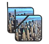 YYHWHJDE Sottovaso quadrato con stampa di paesaggio di New York City, 2 pezzi, dotato di una comoda corda laterale per appenderlo facilmente