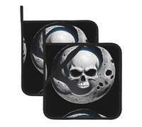 YYHWHJDE Sottovaso quadrato con stampa teschio sulla luna, 2 pezzi, dotato di una comoda corda laterale per appenderlo facilmente