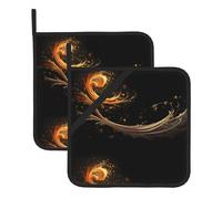 YYHWHJDE Sottovaso quadrato isolato con stampa di fenice volante, 2 pezzi, dotato di una comoda corda laterale per appenderlo facilmente