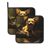 YYHWHJDE Sottovaso quadrato isolato con stampa di volpe con orecchie grandi, 2 pezzi, dotato di una comoda corda laterale per appenderlo facilmente