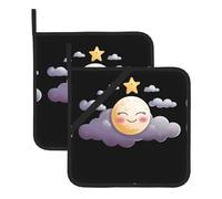 YYHWHJDE Sottovaso quadrato isolato stampato con luna addormentata, 2 pezzi, dotato di una comoda corda laterale per appenderlo facilmente