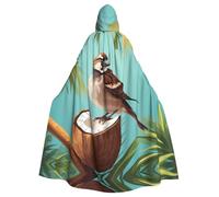YYHWHJDE Sparrow On Coconut Tree Prints Adult Hooded Cloak è un poncho con cappuccio super grande, confortevole e resistente per Halloween