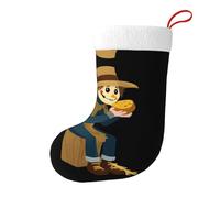 YYHWHJDE Spaventapasseri che mangia pane Immagine Natale Calzini decorativi Calza Colori vivaci aggiungono un'atmosfera festosa