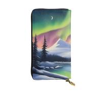 YYHWHJDE Splendida pochette lunga in pelle con stampa Northern Lights Progettato per ragazze e donne alla moda elegante e personalizzato 19 x 10,5 cm, nero, taglia unica, Nero , Taglia unica