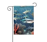 YYHWHJDE Squali sotto il mare Modello Giardino pennone esterno cortile decorazione moda 30,5 x 45,7 cm