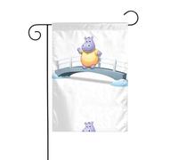 YYHWHJDE Stampa ippopotamo che attraversa il ponte, bandiera da giardino, decorazione per cortile, 30,5 x 45,7 cm, per giardino, terrazza, balcone