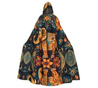 YYHWHJDE Stampe del modello dell'elefante della Boemia di Halloween adulto del mantello con cappuccio degli uomini e delle donne di abbigliamento Mantello di ruolo