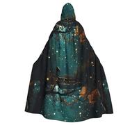 YYHWHJDE Starlight Forest Elephant Picture Halloween adulto mantello con cappuccio senza cerniera, comodo per feste in costume