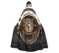 YYHWHJDE Steampunk Clock Prints Adult Hooded Cloak è un poncho con cappuccio super grande, comodo e resistente per Halloween
