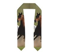 YYHWHJDE Stola in raso appiattito con cavalli al galoppo immagine scialle laurea 183 cm, regalo di laurea per lei/lui, Appiattito, Taglia unica
