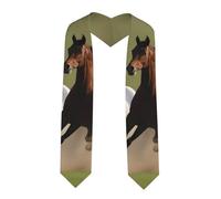 YYHWHJDE Stola in raso appiattito con cavalli al galoppo immagine scialle laurea 183 cm, regalo di laurea per lei/lui, Angolo acuto, Taglia unica