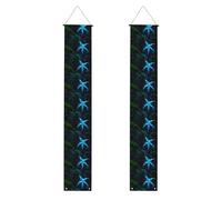 YYHWHJDE Striscione blu per portico di laurea con stampe floreali a cinque petali, robusto, durevole, lavabile e riutilizzabile, decorazione per laurea 30,5 x 180 cm