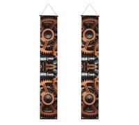 YYHWHJDE Striscione per portico di laurea con ingranaggi meccanici steampunk, robusto, durevole, lavabile e riutilizzabile, decorazione per laurea 30,5 x 180 cm