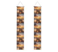 YYHWHJDE Striscione per portico di laurea con stampa di bottiglie, birra, spiaggia, tramonto e ora, robusto, durevole, lavabile e riutilizzabile, decorazione per laurea 30,5 x 180 cm
