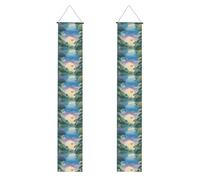 YYHWHJDE Striscione per portico di laurea con stampa di un bellissimo fiume con albero - Decorazione per laurea robusta, durevole, lavabile e riutilizzabile, 30,5 x 180 cm