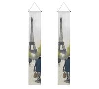 YYHWHJDE Striscione per portico di laurea con stampa Torre Eiffel con scena di Parigi, robusto, durevole, lavabile e riutilizzabile, decorazione di laurea 30,5 x 180 cm