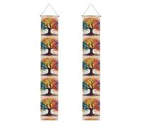 YYHWHJDE Striscione per portico di laurea con stampe colorate con alberi della vita, robusto, durevole, lavabile e riutilizzabile, decorazione di laurea per feste, cerimonie, porte d'ingresso