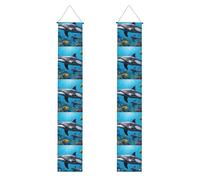 YYHWHJDE Striscione per portico di laurea con stampe di pesci e delfi del mondo sottomarino, robusto, durevole, lavabile e riutilizzabile, decorazione per laurea 30,5 x 180 cm