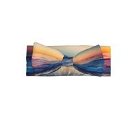 YYHWHJDE Sunset View on the Beach Shore Prints Baby Bow Headband - Coperta morbida ed elastica per neonati per bambine da 0 a 6 mesi